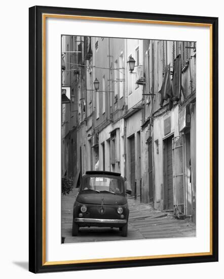 Fiat Driving in Narrow Street, Sassari, Sardinia, Italy-Doug Pearson-Framed Photographic Print