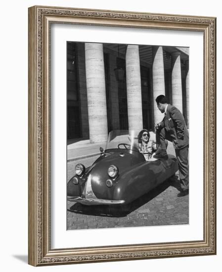 Fiat's One Cylinder Volugrafo, a Streamlined Auto as Cheap to Run as a Motorbike or Bicycle-Alfred Eisenstaedt-Framed Photographic Print