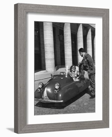 Fiat's One Cylinder Volugrafo, a Streamlined Auto as Cheap to Run as a Motorbike or Bicycle-Alfred Eisenstaedt-Framed Photographic Print