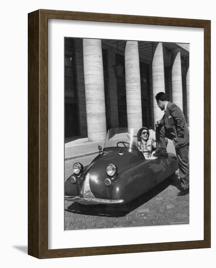 Fiat's One Cylinder Volugrafo, a Streamlined Auto as Cheap to Run as a Motorbike or Bicycle-Alfred Eisenstaedt-Framed Photographic Print