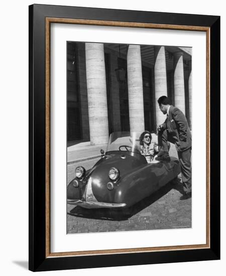 Fiat's One Cylinder Volugrafo, a Streamlined Auto as Cheap to Run as a Motorbike or Bicycle-Alfred Eisenstaedt-Framed Photographic Print