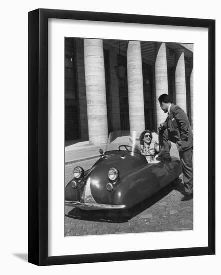 Fiat's One Cylinder Volugrafo, a Streamlined Auto as Cheap to Run as a Motorbike or Bicycle-Alfred Eisenstaedt-Framed Photographic Print