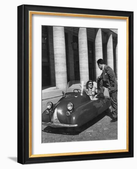 Fiat's One Cylinder Volugrafo, a Streamlined Auto as Cheap to Run as a Motorbike or Bicycle-Alfred Eisenstaedt-Framed Photographic Print