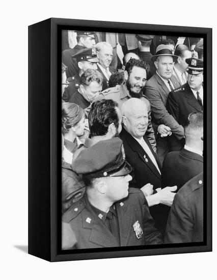 Fidel Castro and Nikita Khrushchev in New York for the General Assembly of the United Nations, 1960-null-Framed Premier Image Canvas