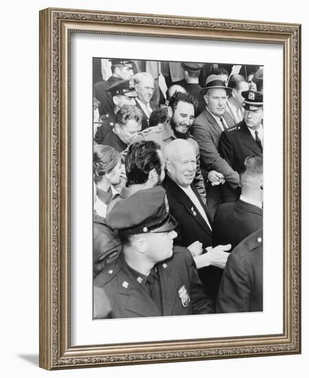 Fidel Castro and Nikita Khrushchev in New York for the General Assembly of the United Nations, 1960-null-Framed Photographic Print