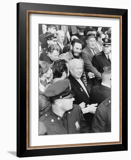 Fidel Castro and Nikita Khrushchev in New York for the General Assembly of the United Nations, 1960-null-Framed Photographic Print