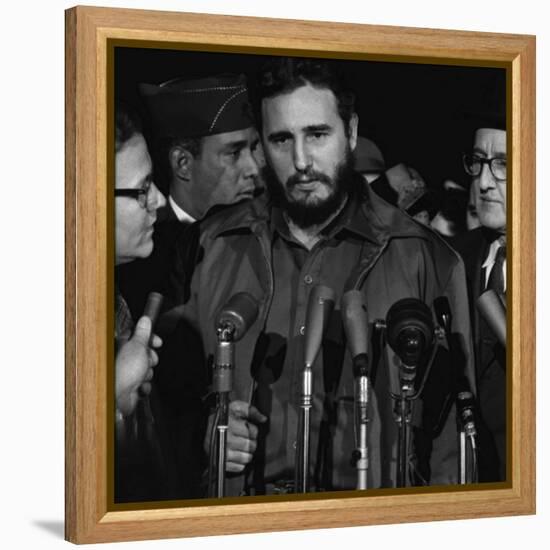 Fidel Castro arrives at MATS Terminal, Washington, D.C., c.1959-null-Framed Stretched Canvas