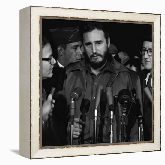 Fidel Castro arrives at MATS Terminal, Washington, D.C., c.1959-null-Framed Stretched Canvas