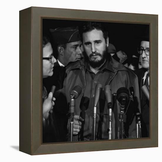 Fidel Castro arrives at MATS Terminal, Washington, D.C., c.1959-null-Framed Stretched Canvas