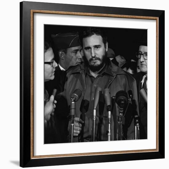 Fidel Castro arrives at MATS Terminal, Washington, D.C., c.1959-null-Framed Photo