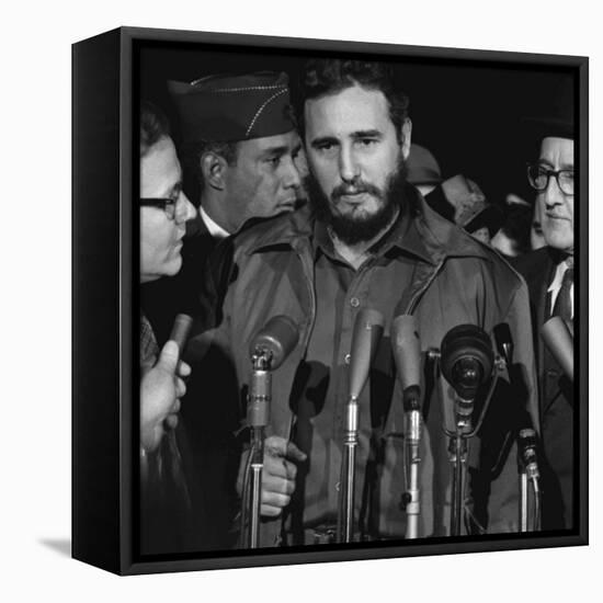 Fidel Castro arrives at Washington airport, 1959-Warren K. Leffler-Framed Premier Image Canvas