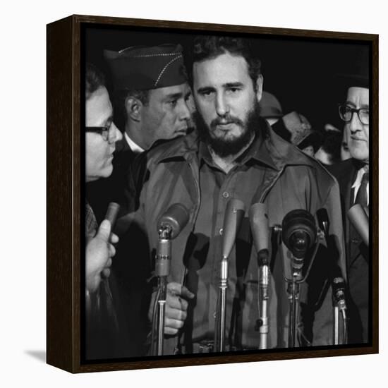 Fidel Castro arrives at Washington airport, 1959-Warren K. Leffler-Framed Premier Image Canvas