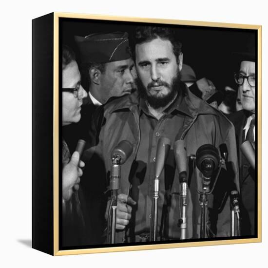 Fidel Castro arrives at Washington airport, 1959-Warren K. Leffler-Framed Premier Image Canvas