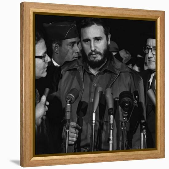 Fidel Castro Arrives Mats Terminal, Washington D.C.-Warren K. Leffler-Framed Stretched Canvas