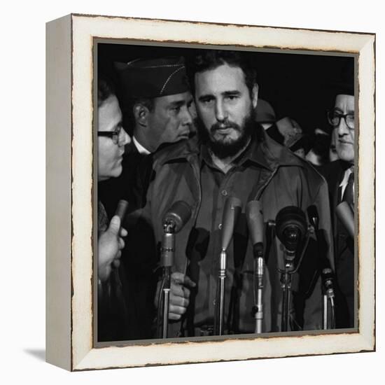 Fidel Castro Arrives Mats Terminal, Washington D.C.-Warren K. Leffler-Framed Stretched Canvas