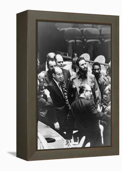 Fidel Castro at a meeting of the United Nations General Assembly, 1960-Warren K. Leffler-Framed Premier Image Canvas