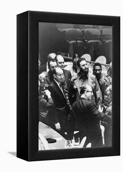 Fidel Castro at a meeting of the United Nations General Assembly, 1960-Warren K. Leffler-Framed Premier Image Canvas