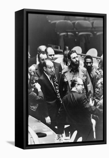 Fidel Castro at a meeting of the United Nations General Assembly, 1960-Warren K. Leffler-Framed Premier Image Canvas