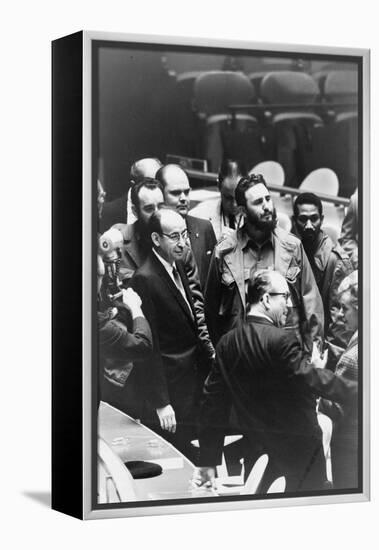 Fidel Castro at a meeting of the United Nations General Assembly, 1960-Warren K. Leffler-Framed Premier Image Canvas