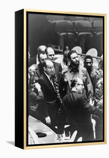 Fidel Castro at a meeting of the United Nations General Assembly, 1960-Warren K. Leffler-Framed Premier Image Canvas