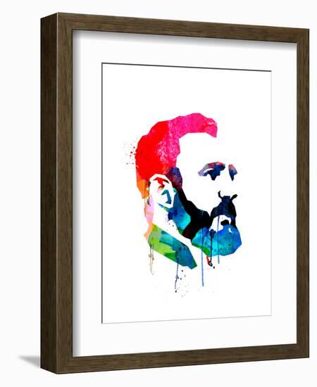 Fidel Castro Watercolor-Lora Feldman-Framed Art Print