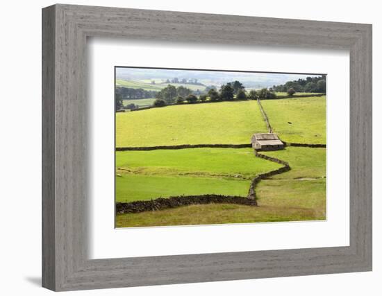 Field Barn and Dry Stone Walls in Crummack Dale, Yorkshire, England, United Kingdom, Europe-Mark Sunderland-Framed Photographic Print