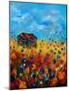 field flowers and old barn-Pol Ledent-Mounted Art Print