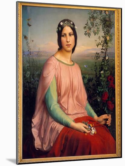 Field Flowers. Painting by Anne Francois Louis Janmot (1814-1892), 1845. Oil on Canvas. Dim: 1.03 X-Louis Janmot-Mounted Giclee Print