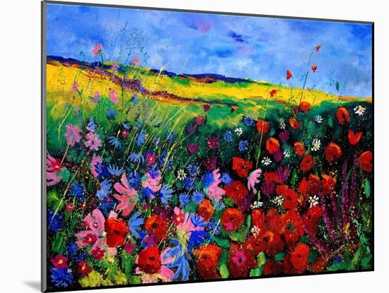 field flowers (poppies, chicorees daisies and many more)-Pol Ledent-Mounted Art Print