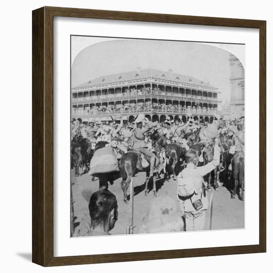 Field Marshal Lord Roberts and Staff Cheering the Queen, Pretoria, South Africa, 5th June 1900-Underwood & Underwood-Framed Giclee Print