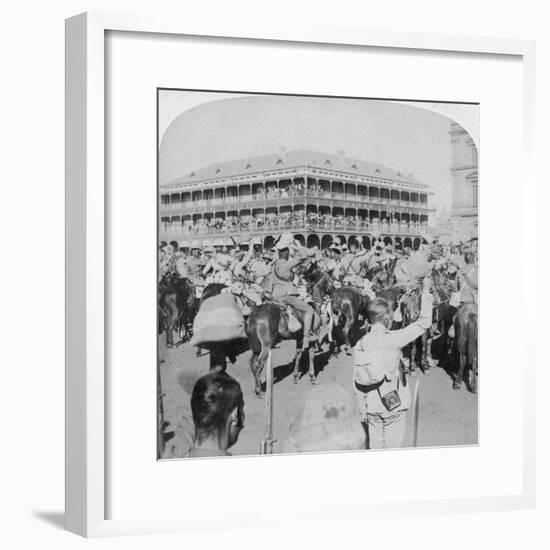 Field Marshal Lord Roberts and Staff Cheering the Queen, Pretoria, South Africa, 5th June 1900-Underwood & Underwood-Framed Giclee Print