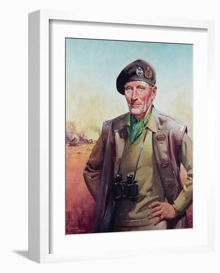 Field Marshal Viscount Montgomery, (Oil on Canvas)-Terence Cuneo-Framed Giclee Print