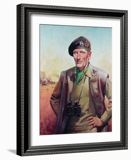 Field Marshal Viscount Montgomery, (Oil on Canvas)-Terence Cuneo-Framed Giclee Print