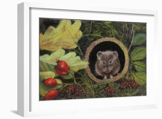 Field Mouse in Drain Pipe, 2020 (Pastel)-Margo Starkey-Framed Giclee Print