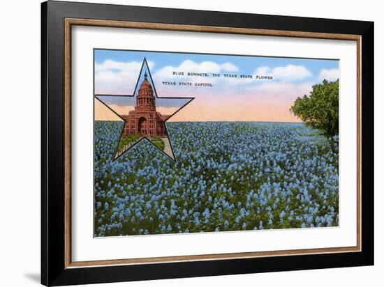 Field of Blue Bonnets, Texas State Flower-null-Framed Premium Giclee Print