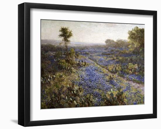 Field of Texas Bluebonnets and Prickly Pear Cacti-Julian Robert Onderdonk-Framed Giclee Print