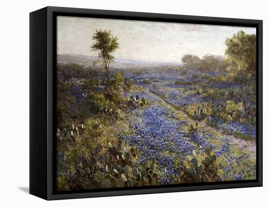 Field of Texas Bluebonnets and Prickly Pear Cacti-Julian Robert Onderdonk-Framed Premier Image Canvas