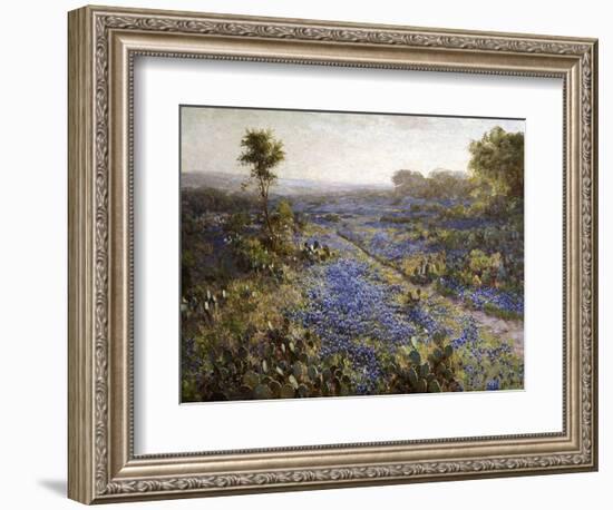 Field of Texas Bluebonnets and Prickly Pear Cacti-Julian Robert Onderdonk-Framed Giclee Print