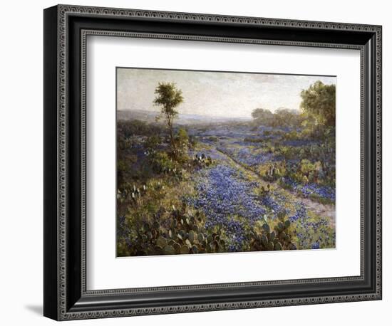 Field of Texas Bluebonnets and Prickly Pear Cacti-Julian Robert Onderdonk-Framed Giclee Print