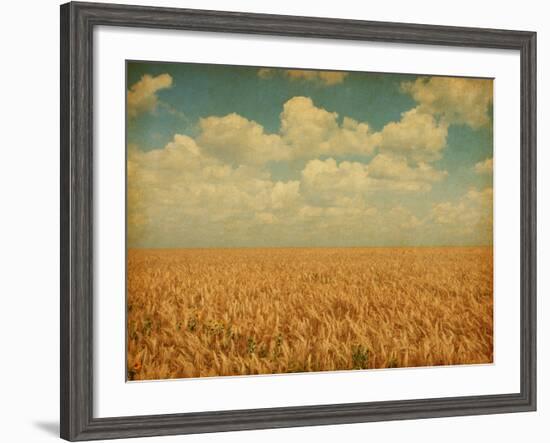 Field of Wheat with Sunflowers-A_nella-Framed Photographic Print