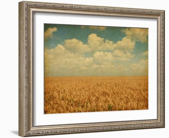 Field of Wheat with Sunflowers-A_nella-Framed Photographic Print