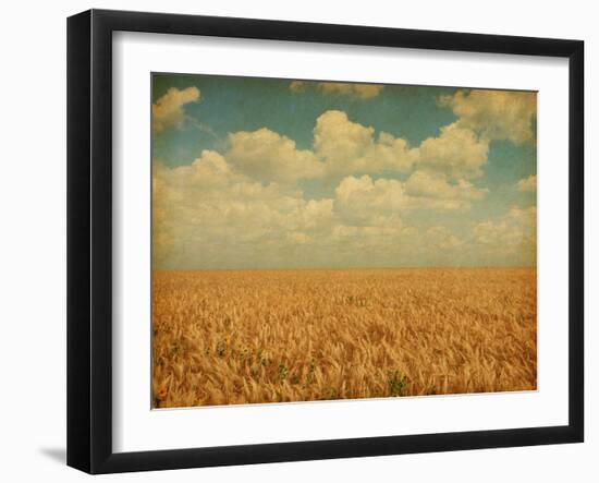 Field of Wheat with Sunflowers-A_nella-Framed Photographic Print