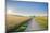 Field road with wheat field and sun in summer, Franconia, Bavaria, Germany-Raimund Linke-Mounted Photographic Print