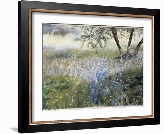 Field with Blue Flowers-Helen J. Vaughn-Framed Giclee Print