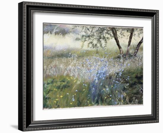 Field with Blue Flowers-Helen J. Vaughn-Framed Giclee Print