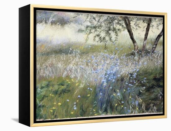 Field with Blue Flowers-Helen J. Vaughn-Framed Premier Image Canvas