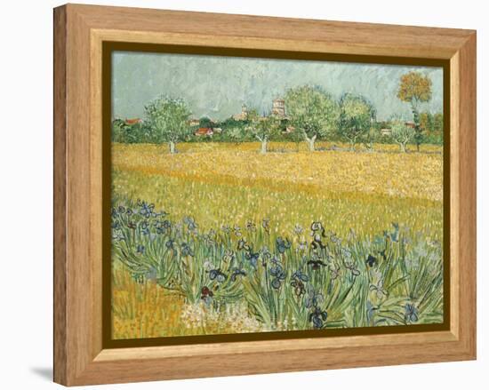 Field with Irises Near Arles-Vincent van Gogh-Framed Premier Image Canvas