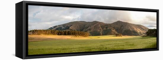 Fields and hills late afternoon sunlight, Imbabura Province, Ecuador-null-Framed Premier Image Canvas