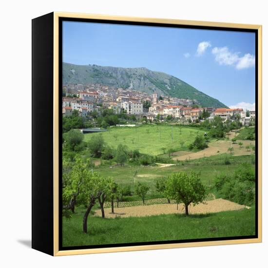 Fields Below the Town of Ortona Dei Marsi in Abruzzo, Italy, Europe-Tony Gervis-Framed Premier Image Canvas