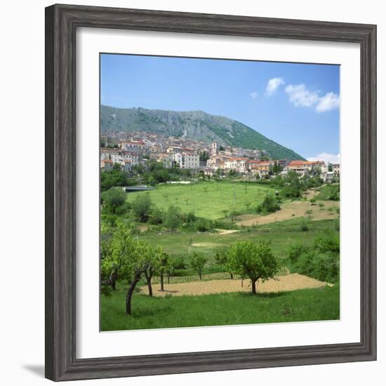 Fields Below the Town of Ortona Dei Marsi in Abruzzo, Italy, Europe-Tony Gervis-Framed Photographic Print